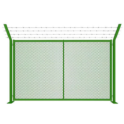 Y Shaped Post High Security Airport Metal Fencing With Razor Wire Barbed Wire
