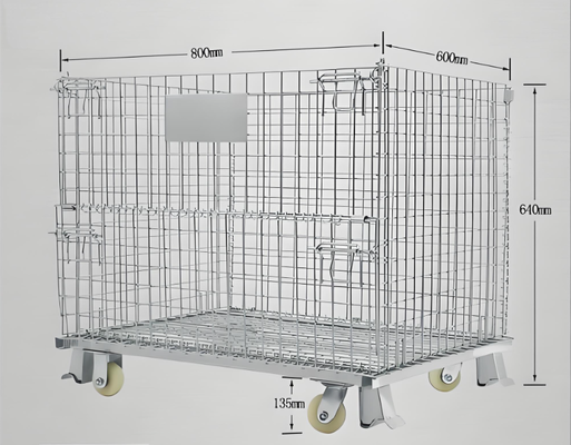 Heavy Duty Collapsible Wire Mesh Storage Cages With Hot Dipped Galvanized Surface