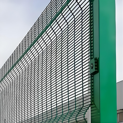 PVC Coated 358 Anti Climb Security Fence Panel 2m High 4mm Galvanized Wire Core Dark Green RAL6005