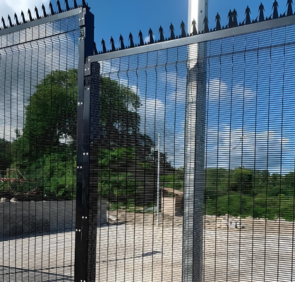 PVC Coated 358 Anti Climb Security Fence Panel 2m High 4mm Galvanized Wire Core Dark Green RAL6005