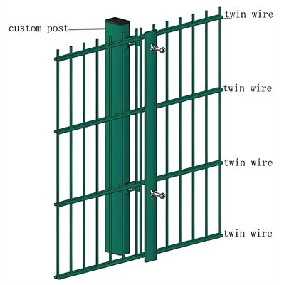PVC Powder Coated 656 Metal Mesh Fence Panel 2D Double Wire 