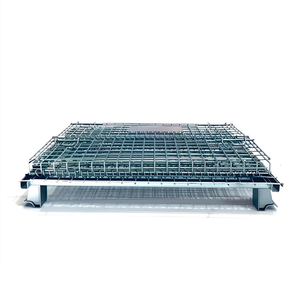Folding Lockable Mesh Container Wire Storage Cage Galvanized For Warehouse