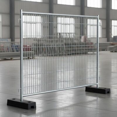 Painel de vedação temporária de metal galvanizado estilo Heras 2x3.5M com placa de base de borracha tubo de quadro de 32 mm